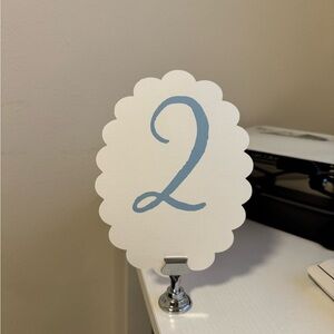 Scalloped Table Number Card with Stand for Wedding Table
